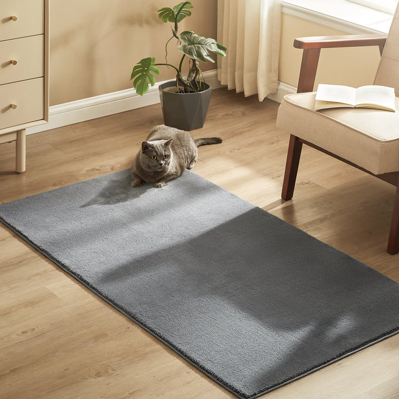 Solid Colour Machine Tufted Shag Area Rug, Dove Grey, Rectangle 80 x 150cm
