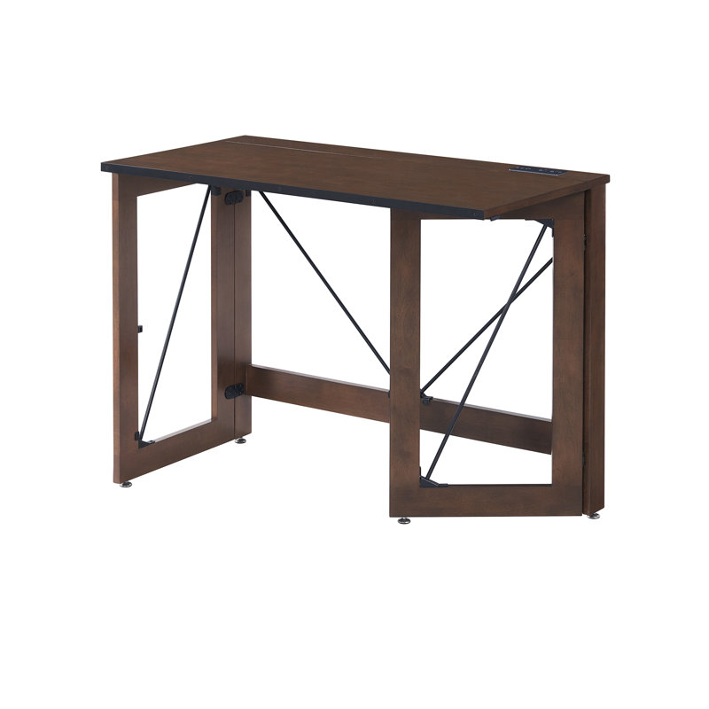                     Stakmore Folding Wood/steel Desk With Power Block, Espresso Frame