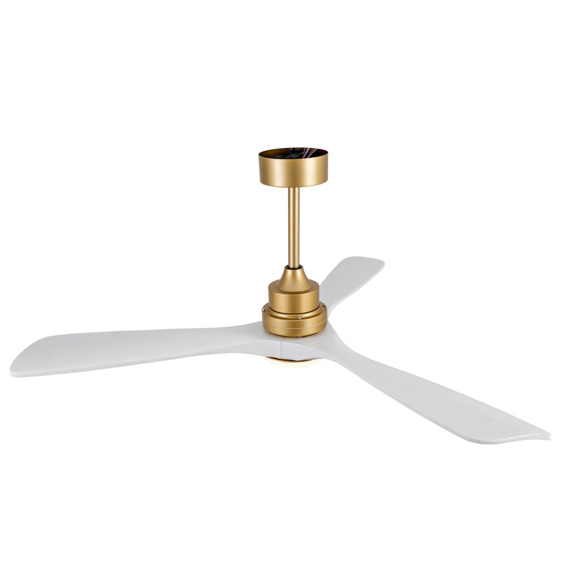 Hot Sales 52 Inch Indoor Ceiling Fan With Dimmable LED Light 3 Solid Wood Blades Remote Control Reversible DC Motor, Gold