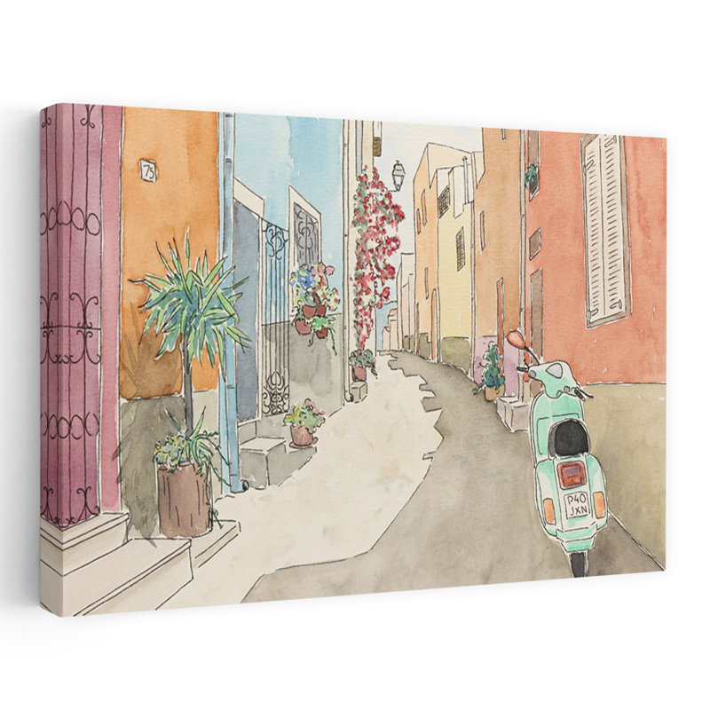 Art contemporain, art abstrait contemporain coloré, ville romantique, H 60 po x l 40 po