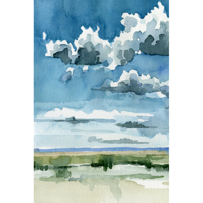 Western Skies I - Painting, 91 cm H x 61 cm W, Black Floater Framed