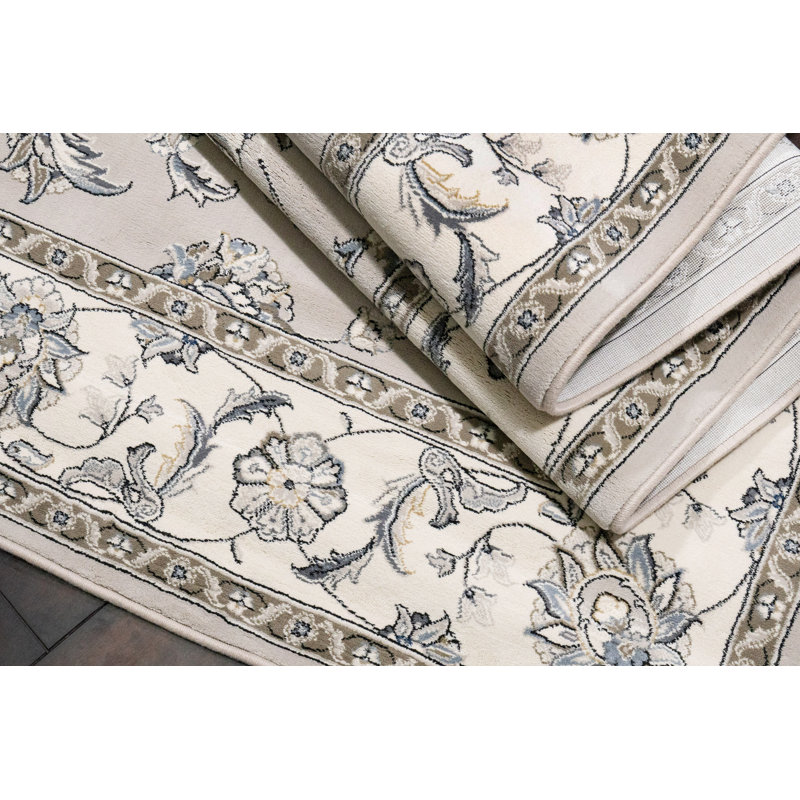 Tapis gris doux / crème Attell, Rectangle 9 pi 2 po x 12 pi 10 po