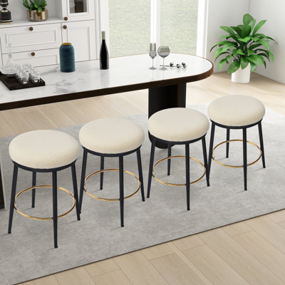 Ensemble de 4 tabourets de bar rembourrés avec repose-pieds