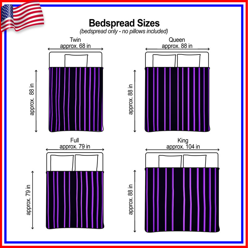 Purple Vertical Stripes Bedding Stripes Bedspread Pattern, Full / Double