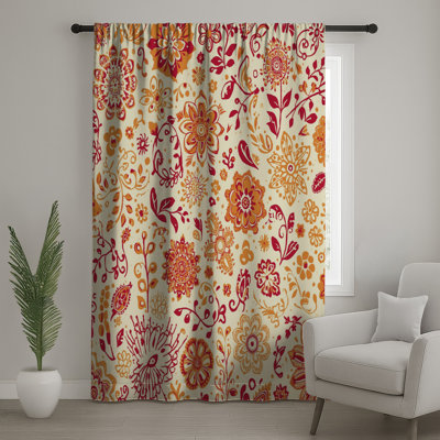 Rideaux de fenêtre à motif floral complexes, voilages et voilages à motif floral - 1 panneau