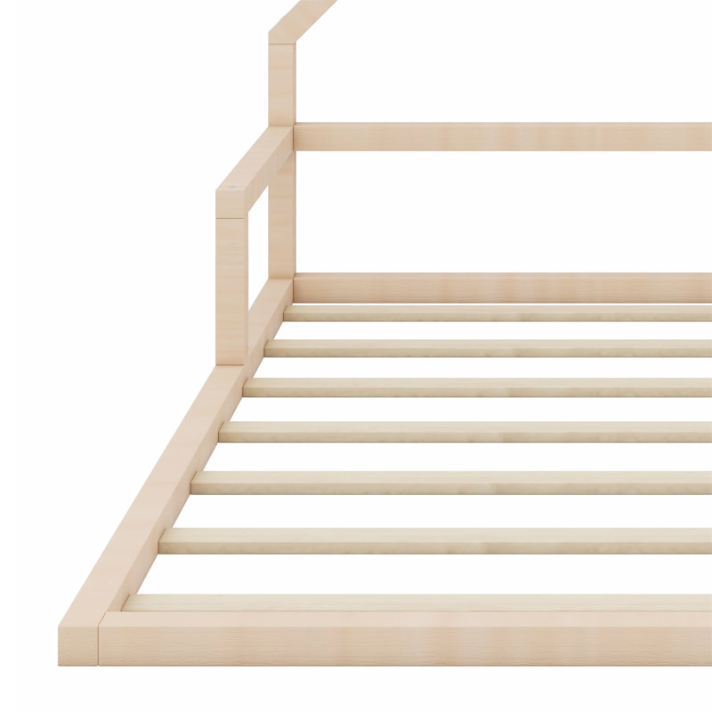 Floor Bed With House-Shaped Headboard, Natural