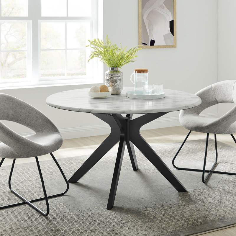 Traverse 50" Round Performance Artificial Marble Dining Table, White, 50" W x 50" L