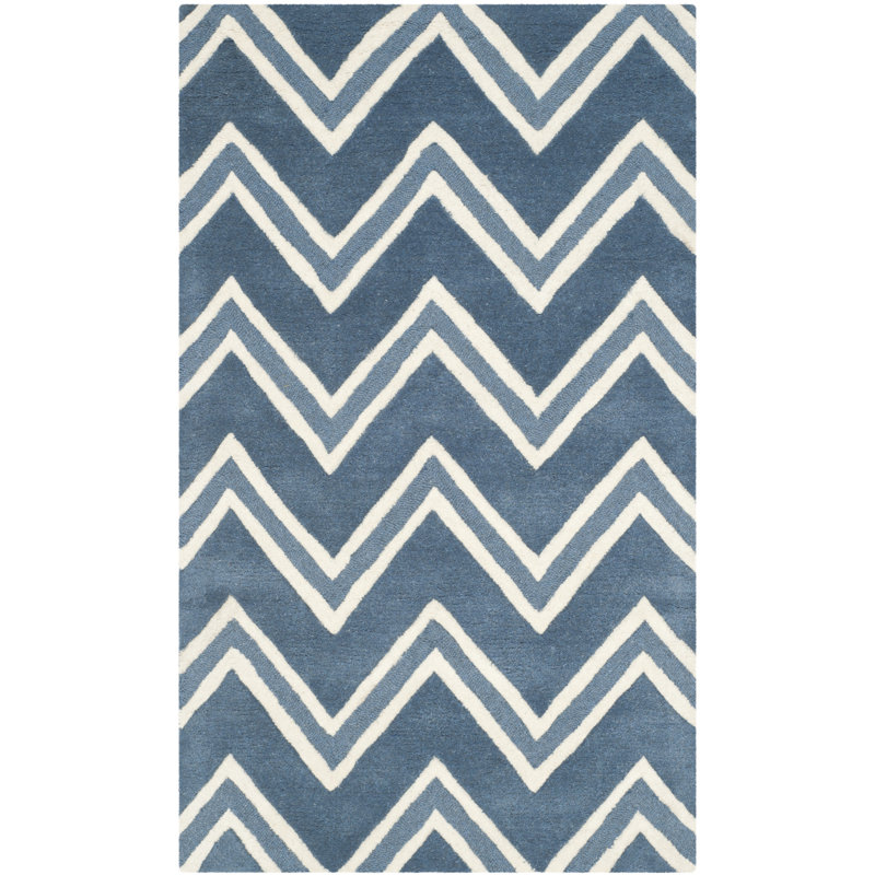 Sanyla Hand Tufted Wool Chevron Rug, Rectangle 3' x 5'