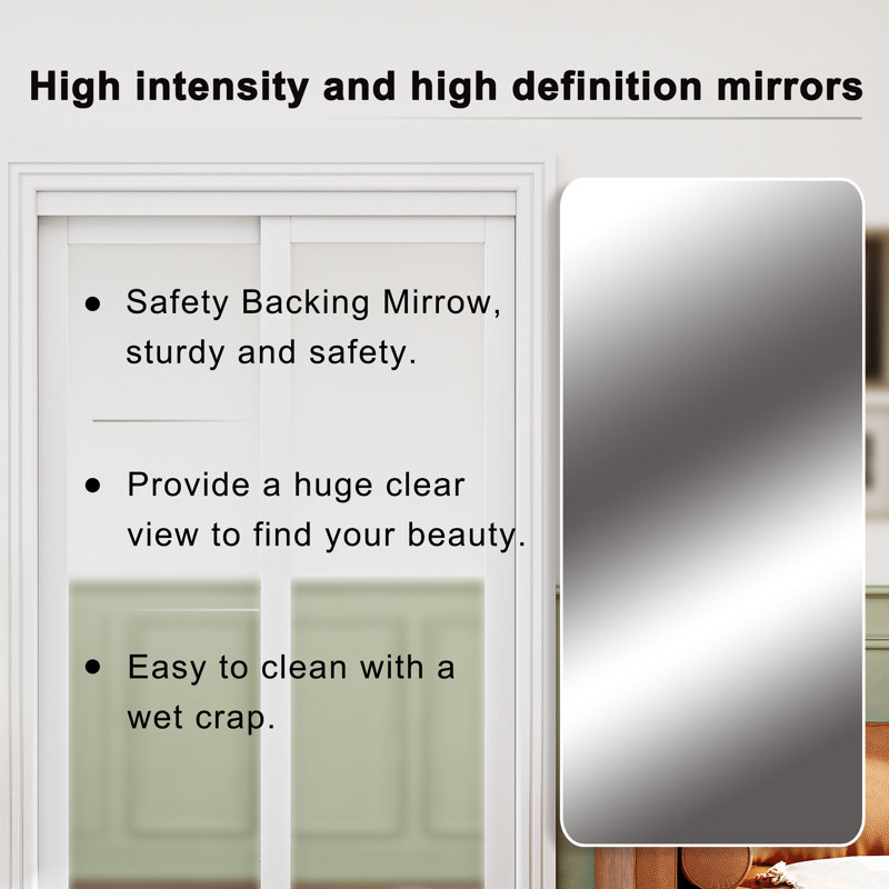 1 Lite Mirrored Prefinished Door Slab Solid Manufactured Wood Core Standard Door, 32" x 80"