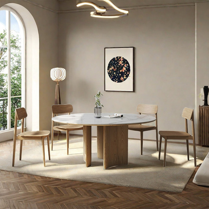 Modern simple home round dinning table sets, 29.5"H x 51.2"L x 51.2"W