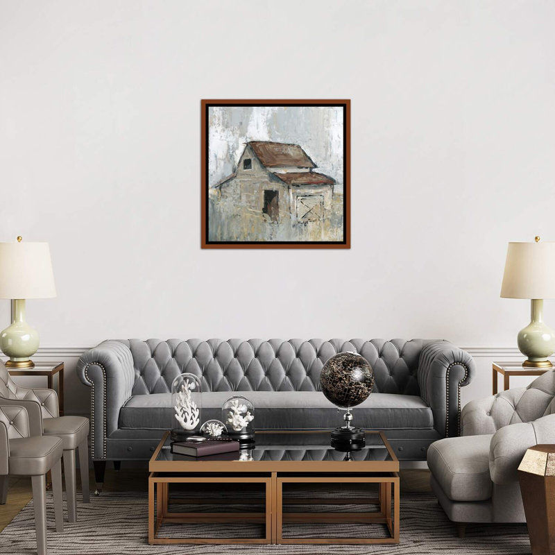 Grange à midi par Carol Robinson - reproduction d'art, H 37 po x l 37 po x P 1,5 po, Toile avec cadre en bois classique