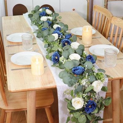  Artificial Garland Rattans with Camellia Flowers Garland Floral Garland for Wedding Party Centerpiece Table Home Decoration