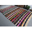 Vintage Handwoven Turkish Kilim Rug: Colorful Striped Bohemian Carpet with Geometric Pattern