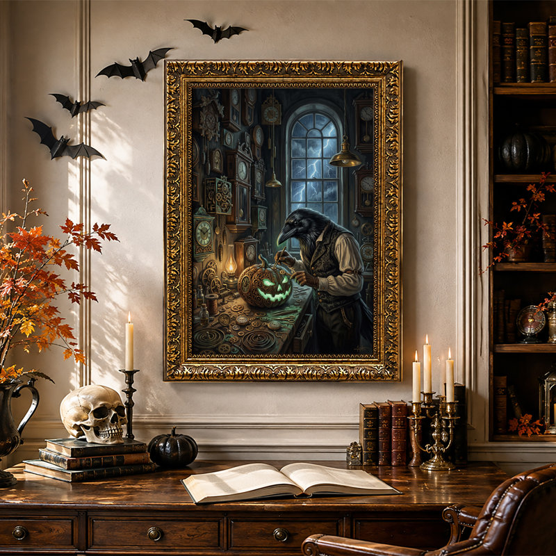Art mural sur toile Steampunk Raven, 24"H x 16"W