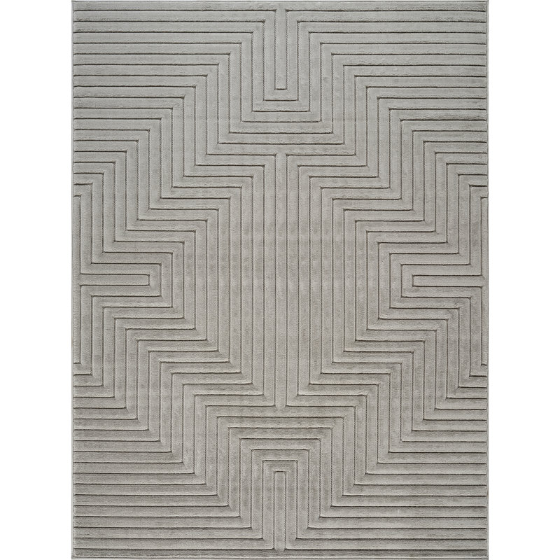 Syier In- & Outdoor Scandi Modern Grey Area Rug, Rectangle 13'4" x 18'4"