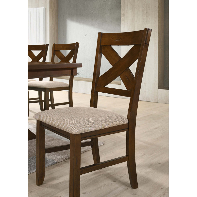 Ensemble de 2 chaises de salle à manger en bois massif Karven, durables et élégantes avec dossier en X et sièges rembourrés confortables