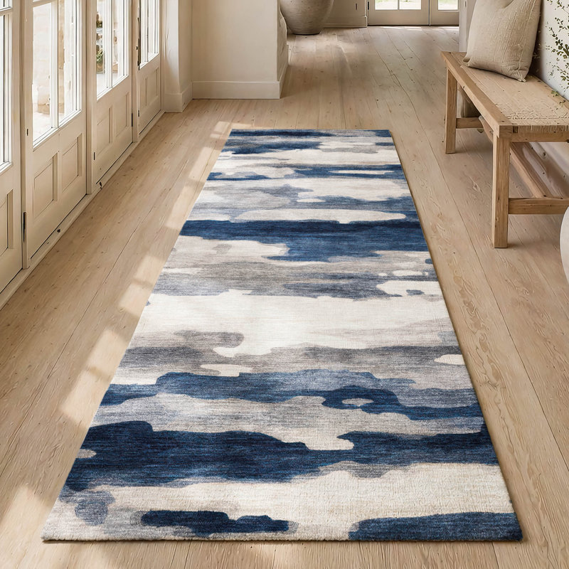 Machine Washable Indoor/Outdoor Chantille ACN2876 Abstract Rug, Blue, 2'3" x 7'6" Runner