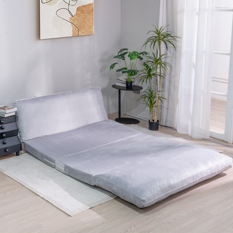 Canapé-lit avec matelas Boneless, H 7,87 po x l 53,14 po x P 100 po, Velours gris