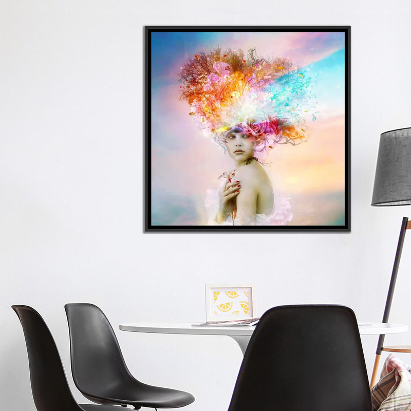 « sucré-salé », impression sur toile, H 18 po x l 18 po x P 1,5 po, Toile avec cadre noir, Pas de tapis