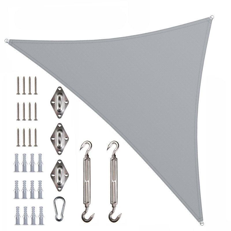 Toile d'ombrage triangulaire, gris, 12 pi x 12 pi