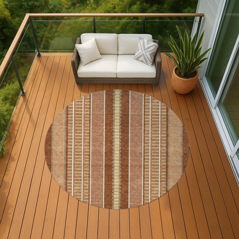 Tapis intérieur / extérieur lavable à la machine Chantille ACN2681, Paprika, Rond 8 pi