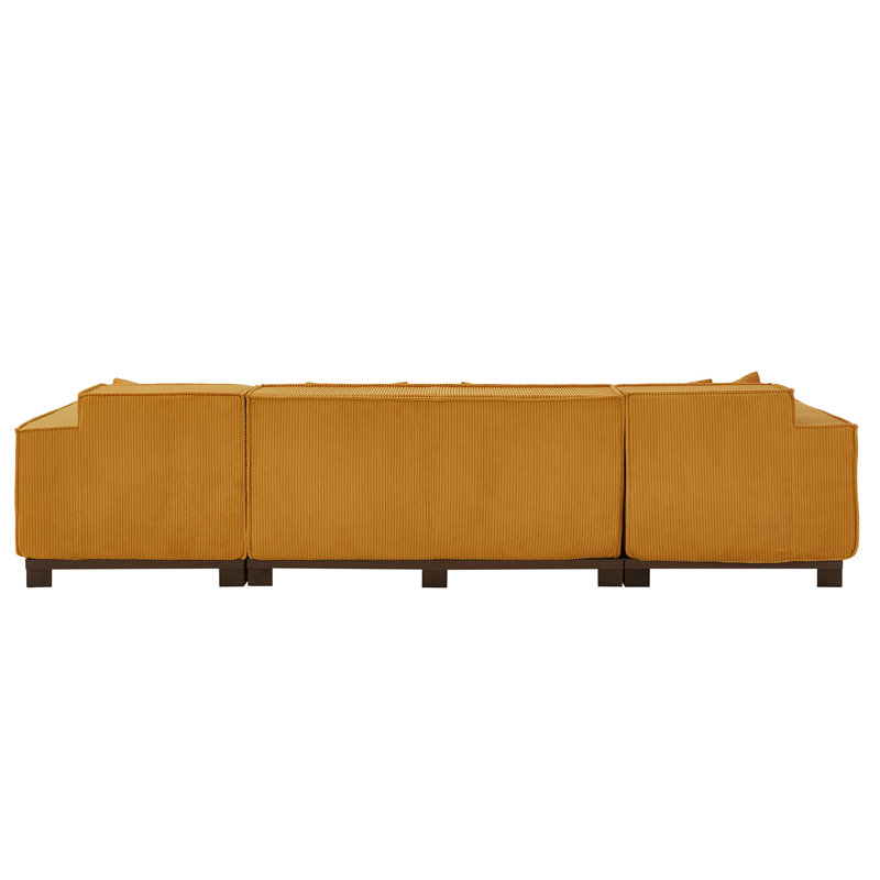 Spacieux modulaires orange modernes avec conduit, revêtement en velours côtelé pour le salon