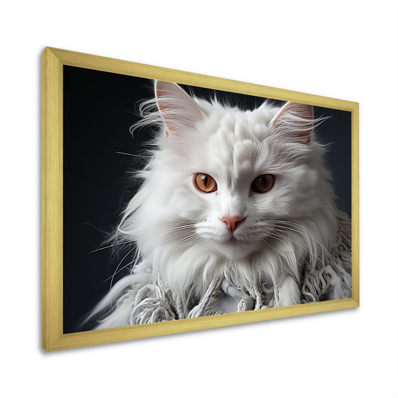 Selystk Rex Cat Sophistication - Chat, art mural, salon, Cadre doré simple, H 16 po x l 32 po x P 1 po