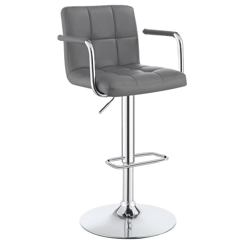 Tabouret de bar chromé réglable avec accoudoirs, Gris