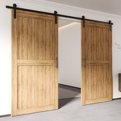 Ensemble de quincaillerie à deux portes à profil unique noir non rustique (porte non incluse)