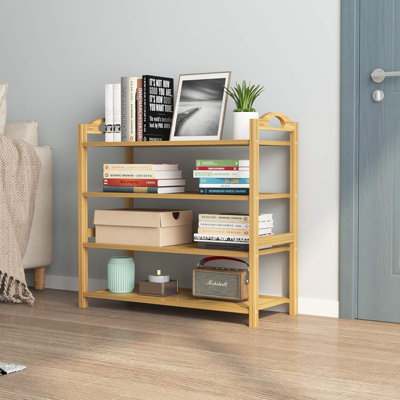 Range-chaussures réglable en bambou à 4 niveaux - Solution de rangement moderne pour salle de bain, salon, chambre à coucher