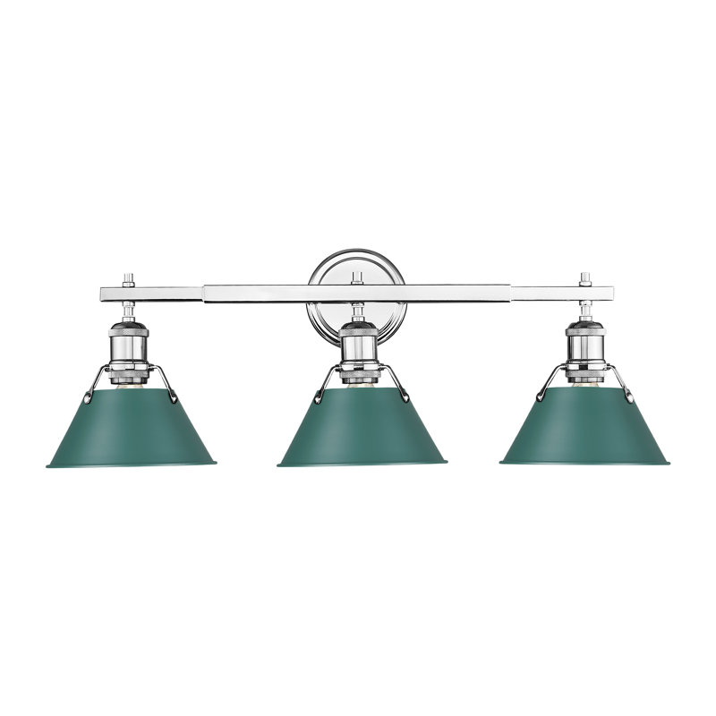 Orwell 3-Light Vanity Light in Brushed Champagne Bronze with Pine Green, Chrome