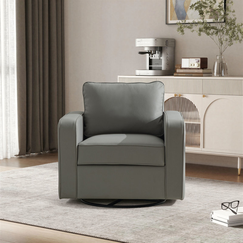 Fauteuil d'appoint pivotant l 33,7 po, fauteuil rembourré avec rangement (ensemble de 2), Gris