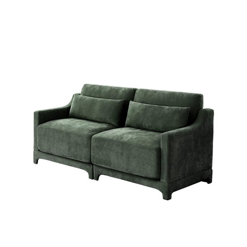 Causeuse en chenille de 65,5 po de largeur, canapé modulaire à assise profonde de 24,4 po avec coussin de soutien lombaire, canapé Cloud, vert