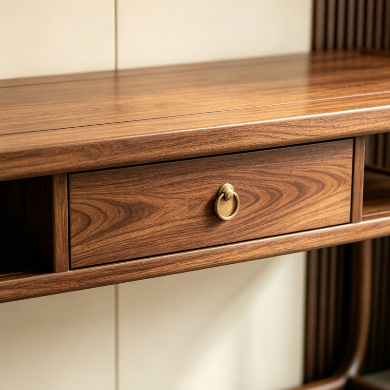 Console brune de style chinois rétro, 35.4" H x 63" W x 15.7" D