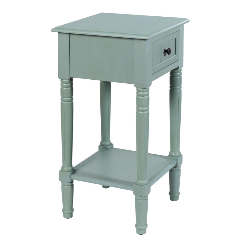 Elboa Collection Accent Table with One Drawer, Antique Ice Blue