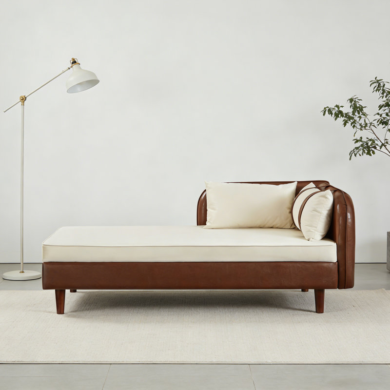 Canapé de 65 po avec rangement en polyuréthane brun et velours beige