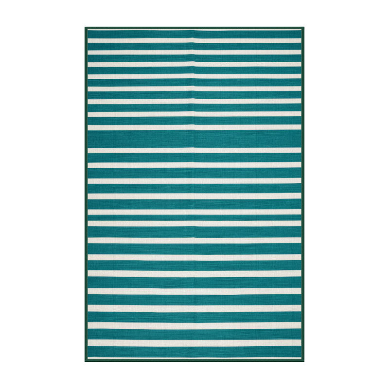 Tapis vert à rayures horizontales lavable à la machine, Rectangulaire 2 pi x 3 pi