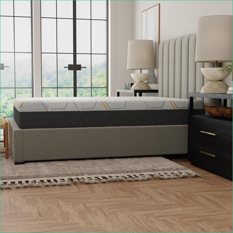 Mattresses 12" Copper Gel Cooling Memory Foam with Edge Support &amp; Air Grid Base Queen | Grey, Queen
