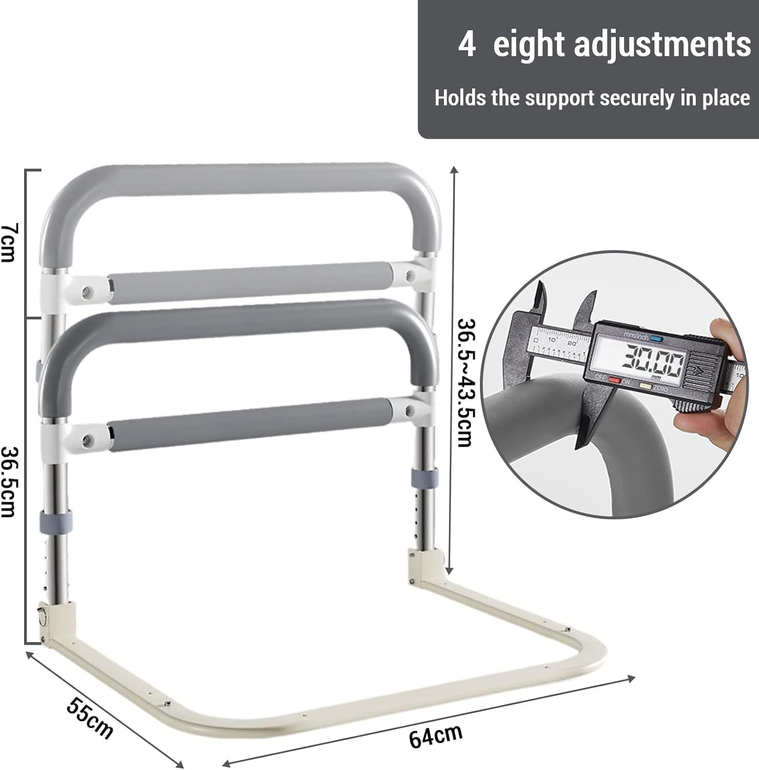 Bed Side Rails Support for Elderly/Adults 36.5-43.5cm Adjustable Height