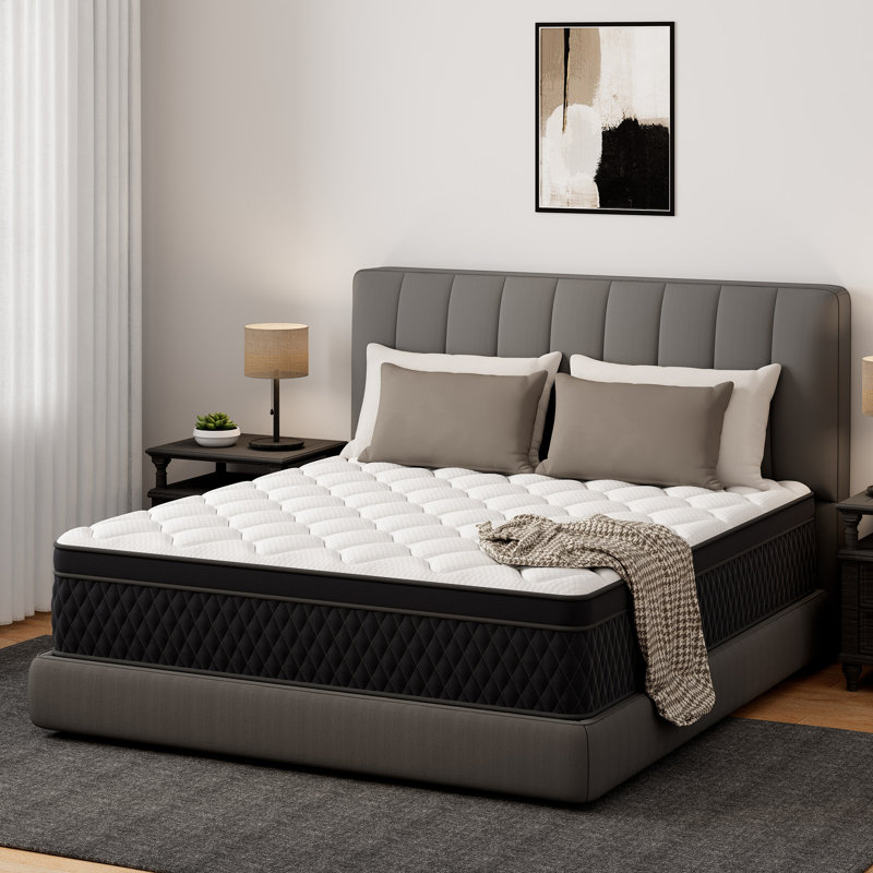 Matelas hybride 10 po avec confort rafraîchissant et ressorts ensachés, Très grand lit