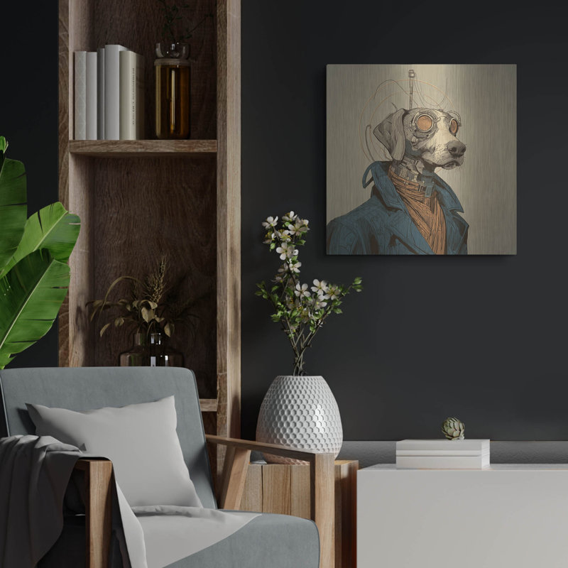  «Industrial Dog» par Ann Klee, art mural en métal, 24 po x 24 po, H 24 po x l 24 po