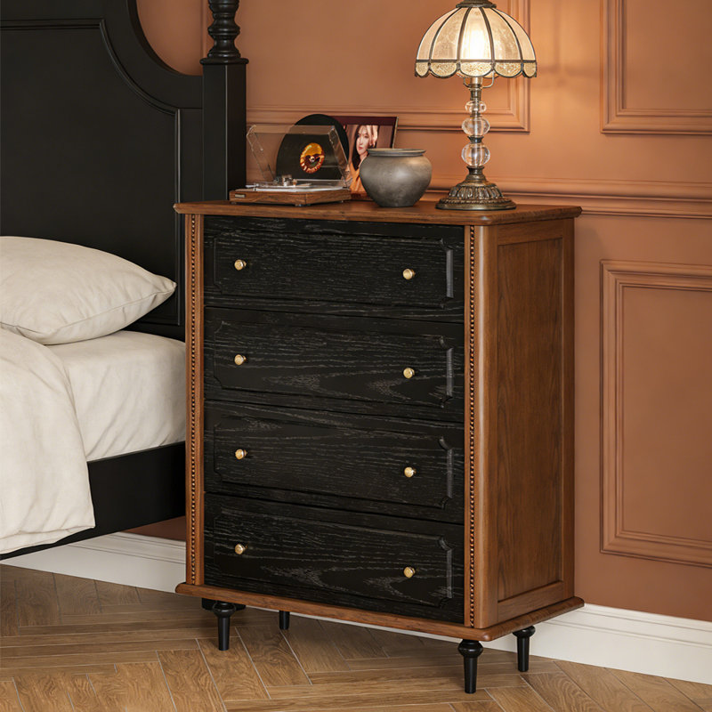 Armoire à 4 tiroirs avec rangement décoratif, 39.37" H x 35.43" W x 15.74" D