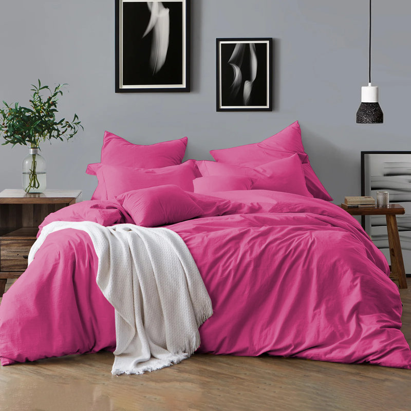 Klarita 100% Microfiber 300TC Reversible Duvet Cover Set with Pillowcase, Single - 1 Pillowcase (50 x 75 cm), Pink