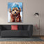 «Portrait of a Little Dog with Scarf and Wool Hat» par Momart, art mural sur toile-1703576402