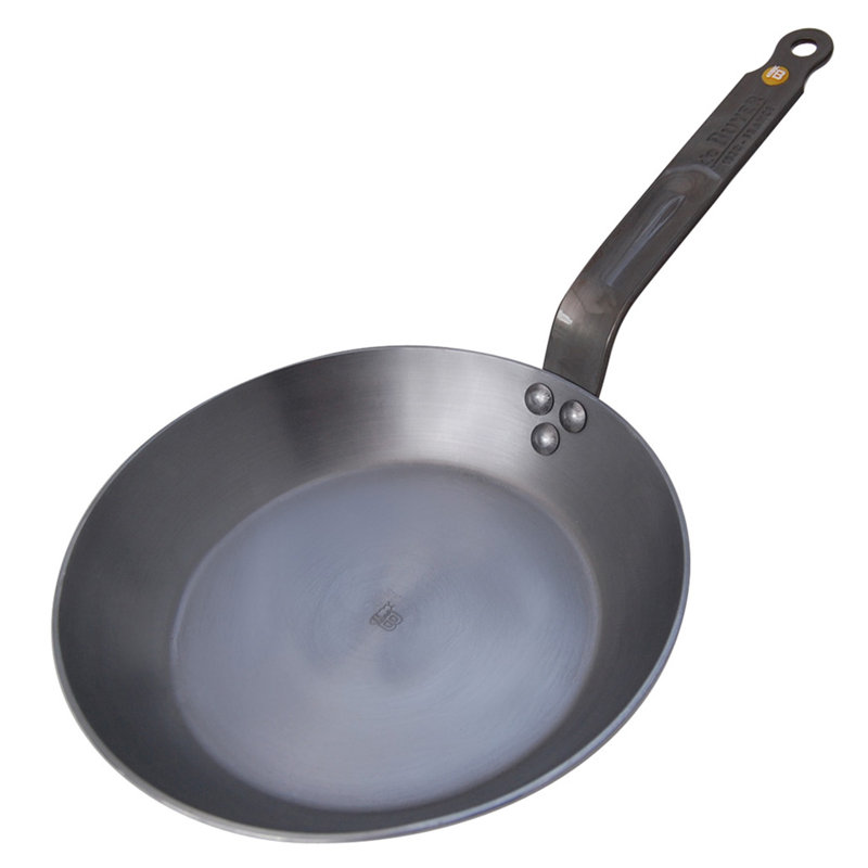 De Buyer Mineral B Round Carbon Steel Fry Pan, Naturally Nonstick, 12.5", 10.25"