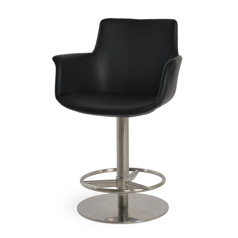 Tabouret à piston Bottega, Noir, Brossé
