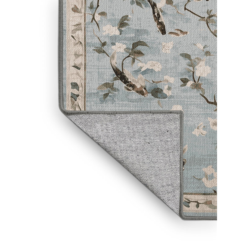 Machine Washable Gray Area Rug, Square 6'