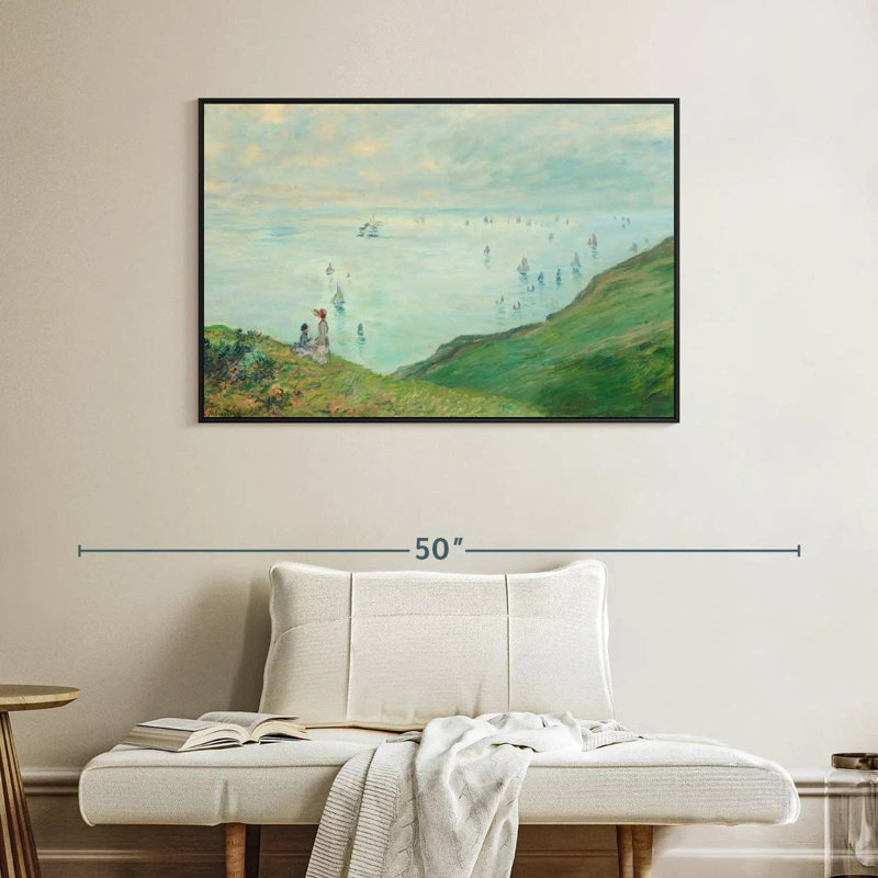 Falaises de Pourville, 1882, Cadre flottant noir, 40 po x 27 po