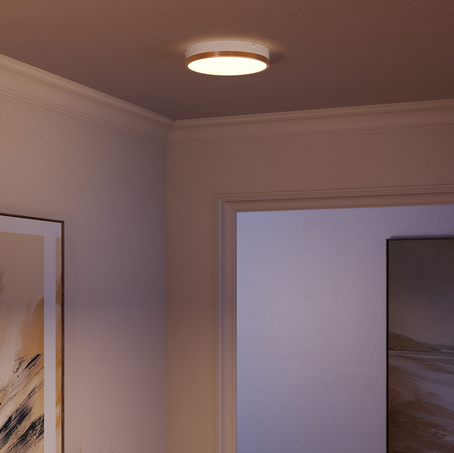 Orland Single Light Glass LED Flush Mount, Aged Gold/White, 2" H x 11.13" W x 11.13" D