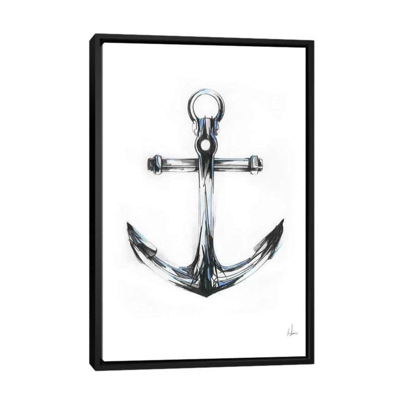«Blue Anchor», reproduction d'art sur toile, H 26 po x l 18 po x P 1,5 po, Toile avec cadre noir